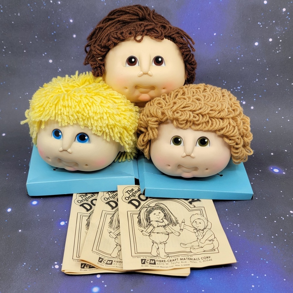Set Of 3 Vintage 1984 THE ORIGINAL DOLL BABY Heads‎ Martha Thomas Fiber Craft